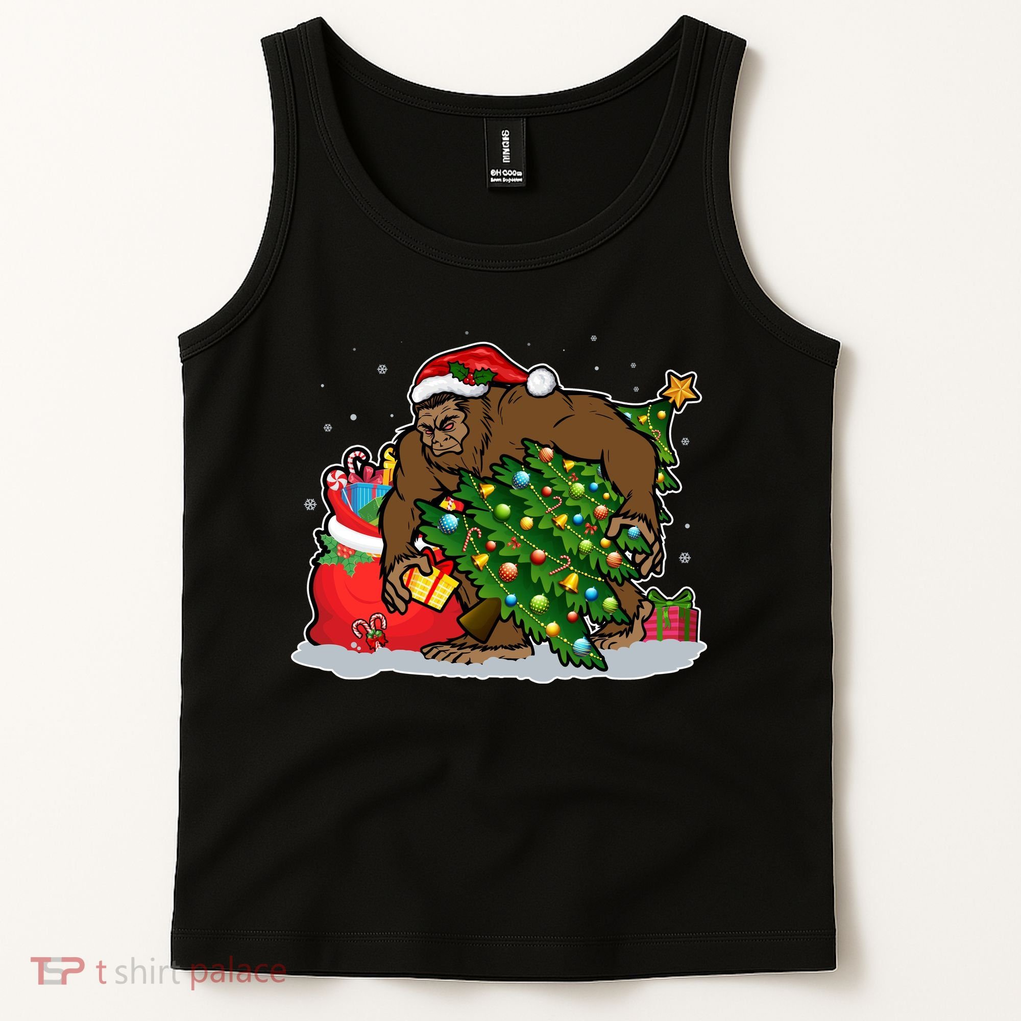 Funny Christmas Santa Sasquatch Bigfoot Tank Top