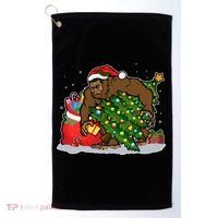 Funny Christmas Santa Sasquatch Bigfoot Golf Towel thumb 0