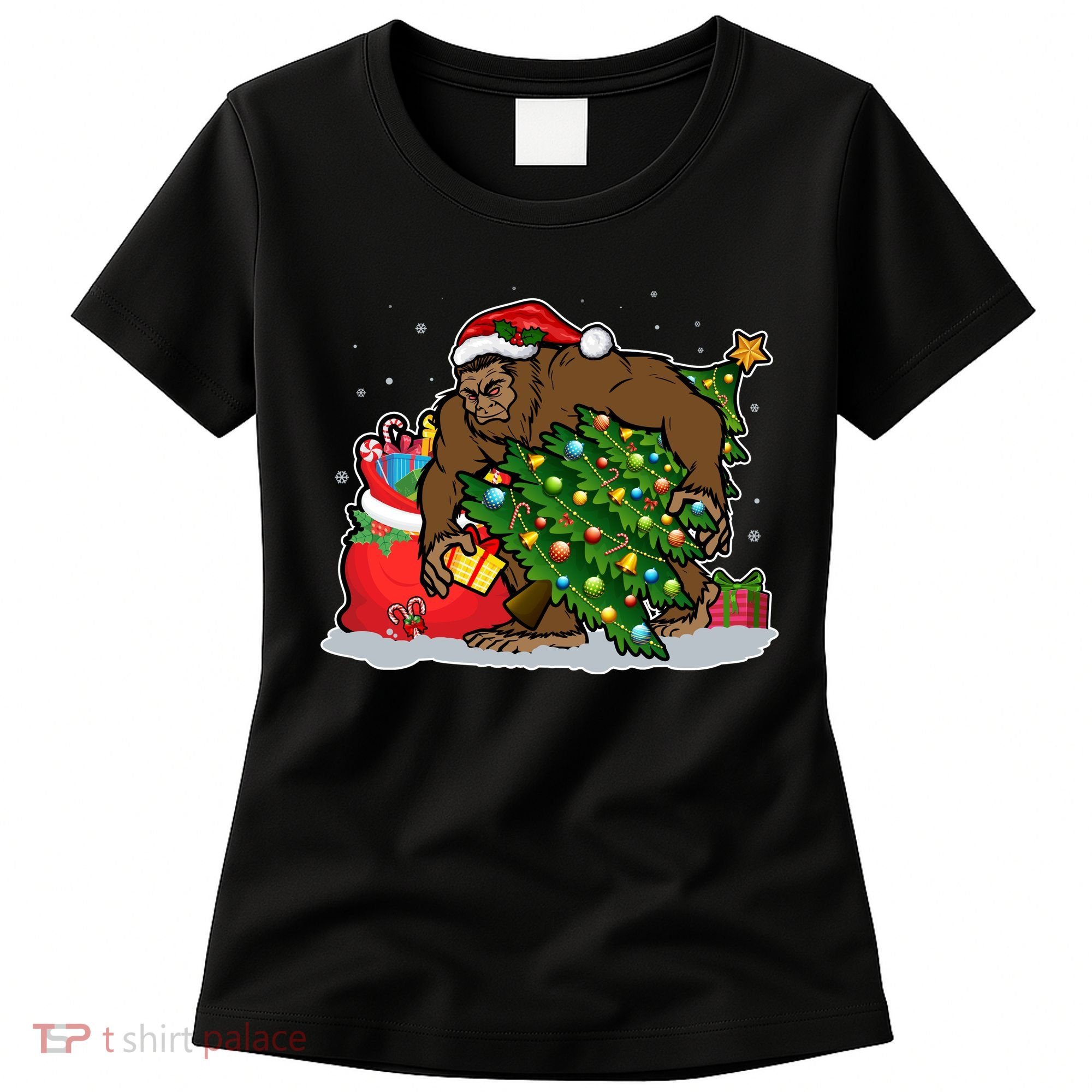 Funny Christmas Santa Sasquatch Bigfoot Women's T-Shirt