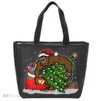 Funny Christmas Santa Sasquatch Bigfoot Tote Bag thumb 0