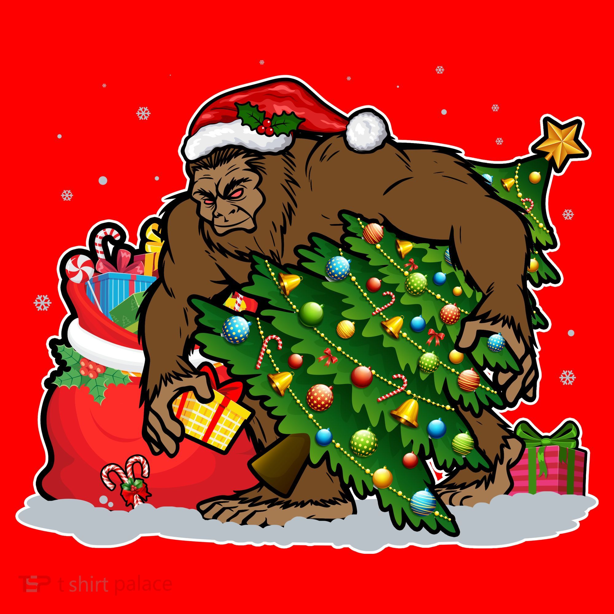 Funny Christmas Santa Sasquatch Bigfoot Santa Hat