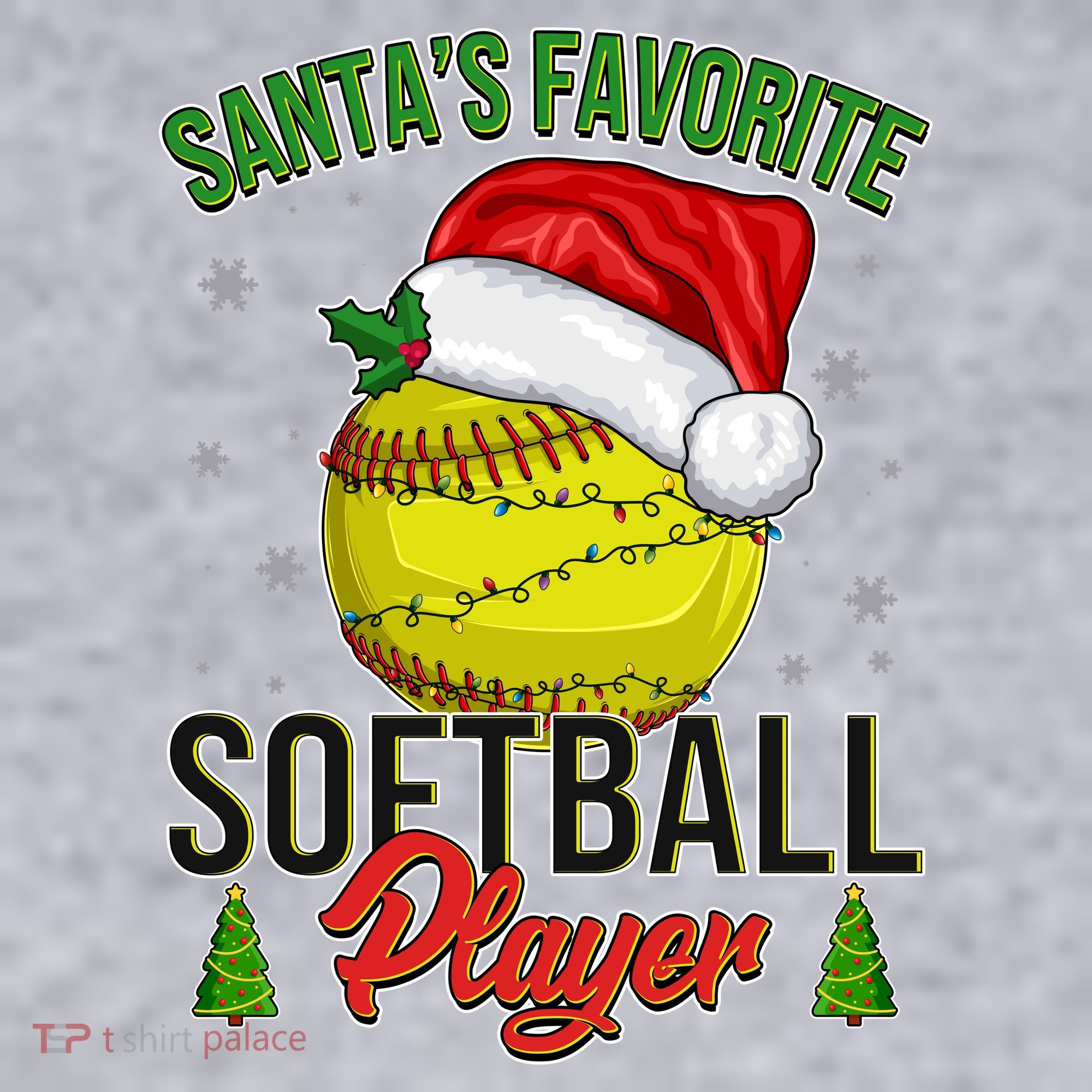 Funny Christmas Santa's Favorite Softball Player Women's Racerback Cropped Tank