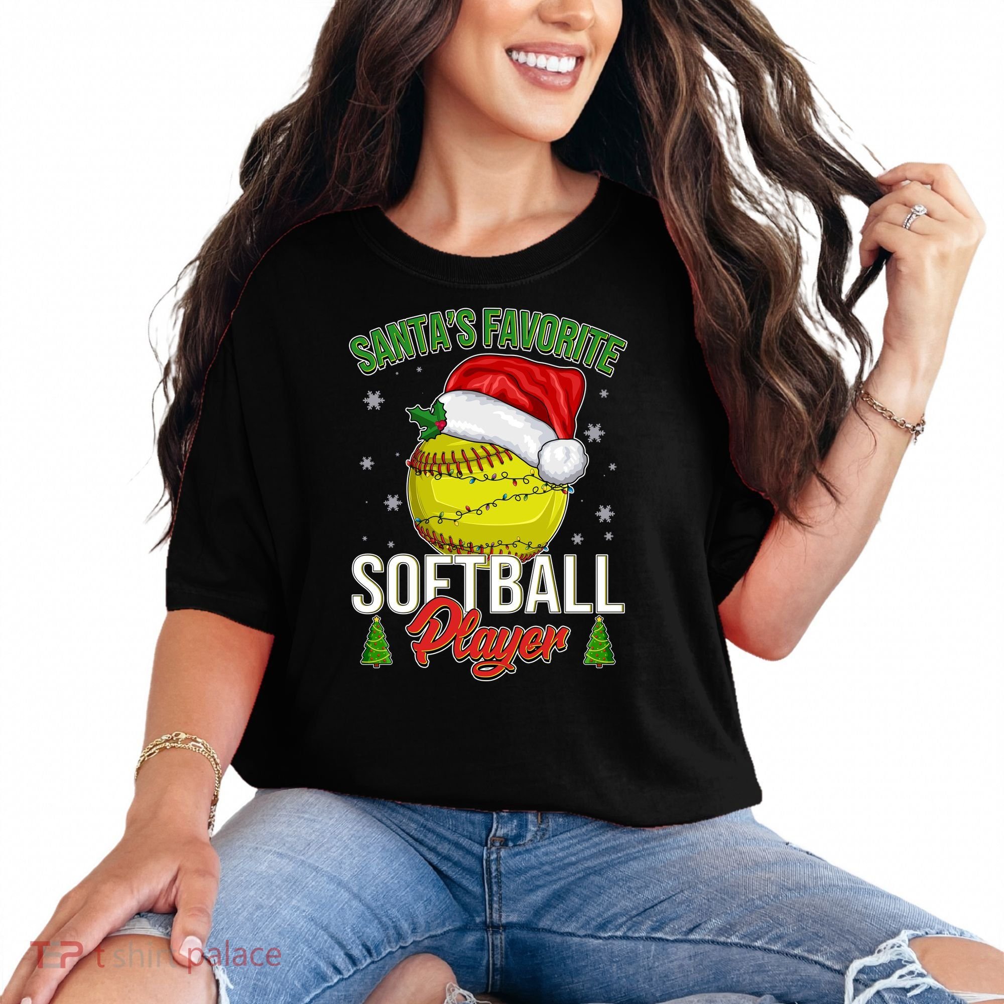 Funny Christmas Santa's Favorite Softball Player Comfort Colors T-Shirt