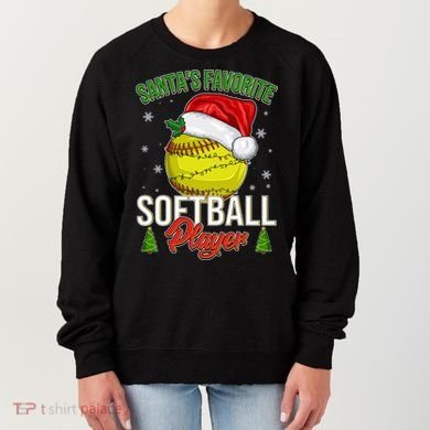 Funny Christmas Santa's Favorite Softball Player Women's Sweatshirt