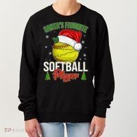 Funny Christmas Santa's Favorite Softball Player Women's Sweatshirt thumb 0