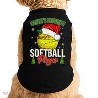 Funny Christmas Santa's Favorite Softball Player Doggie Tank thumb 0