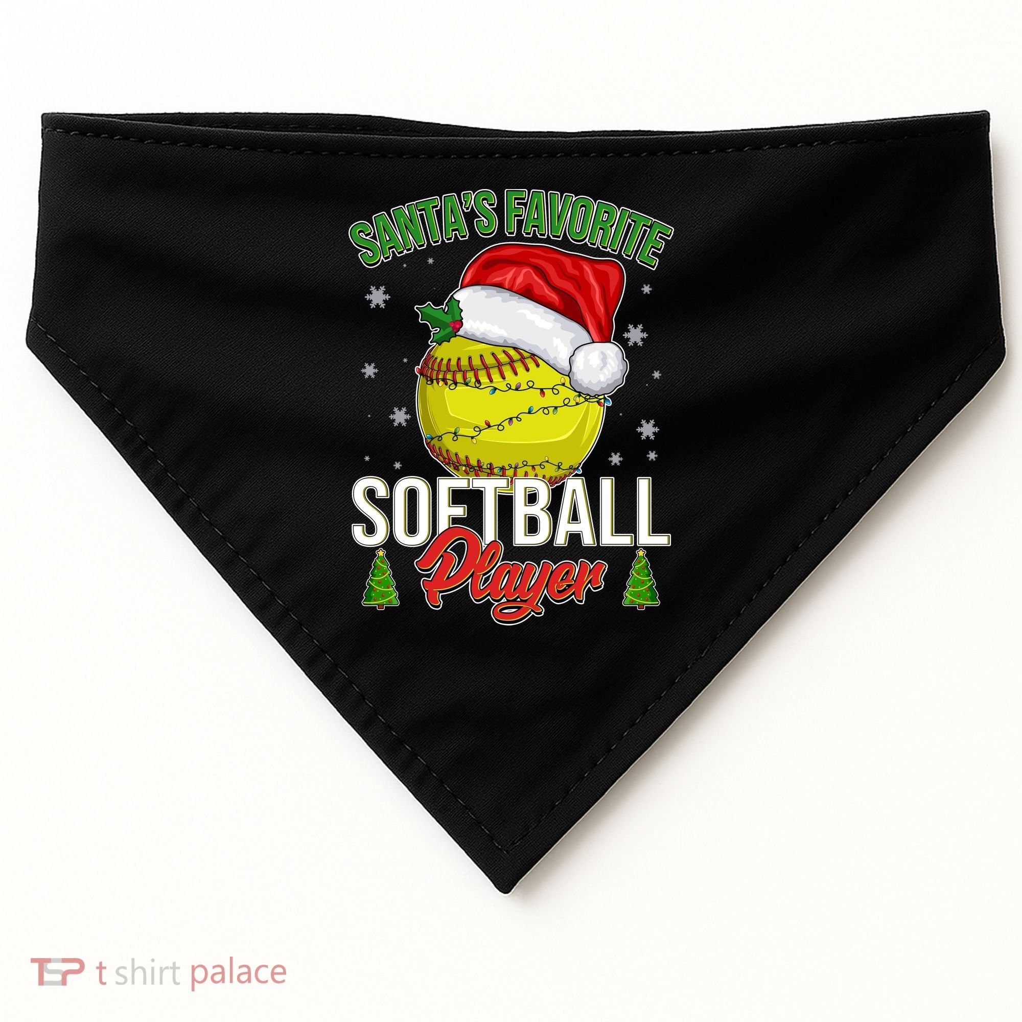 Funny Christmas Santa's Favorite Softball Player USA-Made Doggie Bandana