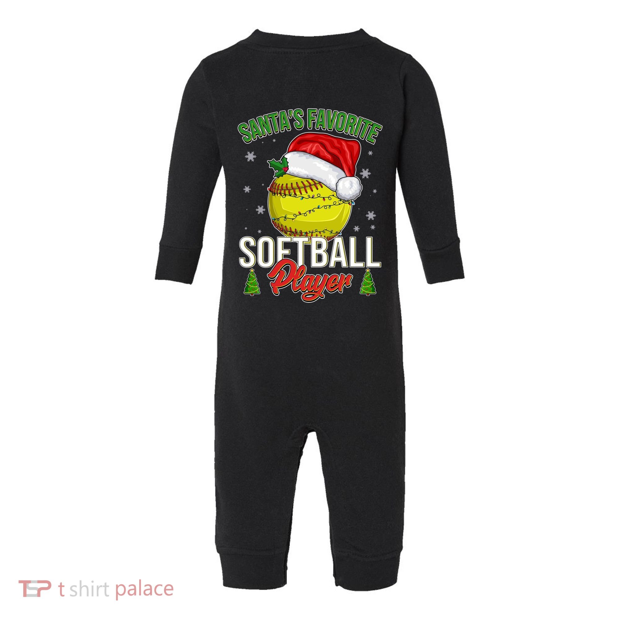 Funny Christmas Santa's Favorite Softball Player Infant Fleece One Piece