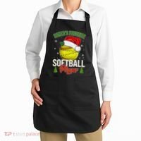 Funny Christmas Santa's Favorite Softball Player Apron thumb 2