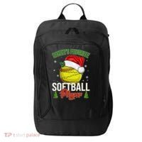 Funny Christmas Santa's Favorite Softball Player City Backpack thumb 0