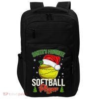 Funny Christmas Santa's Favorite Softball Player Impact Tech Backpack thumb 0