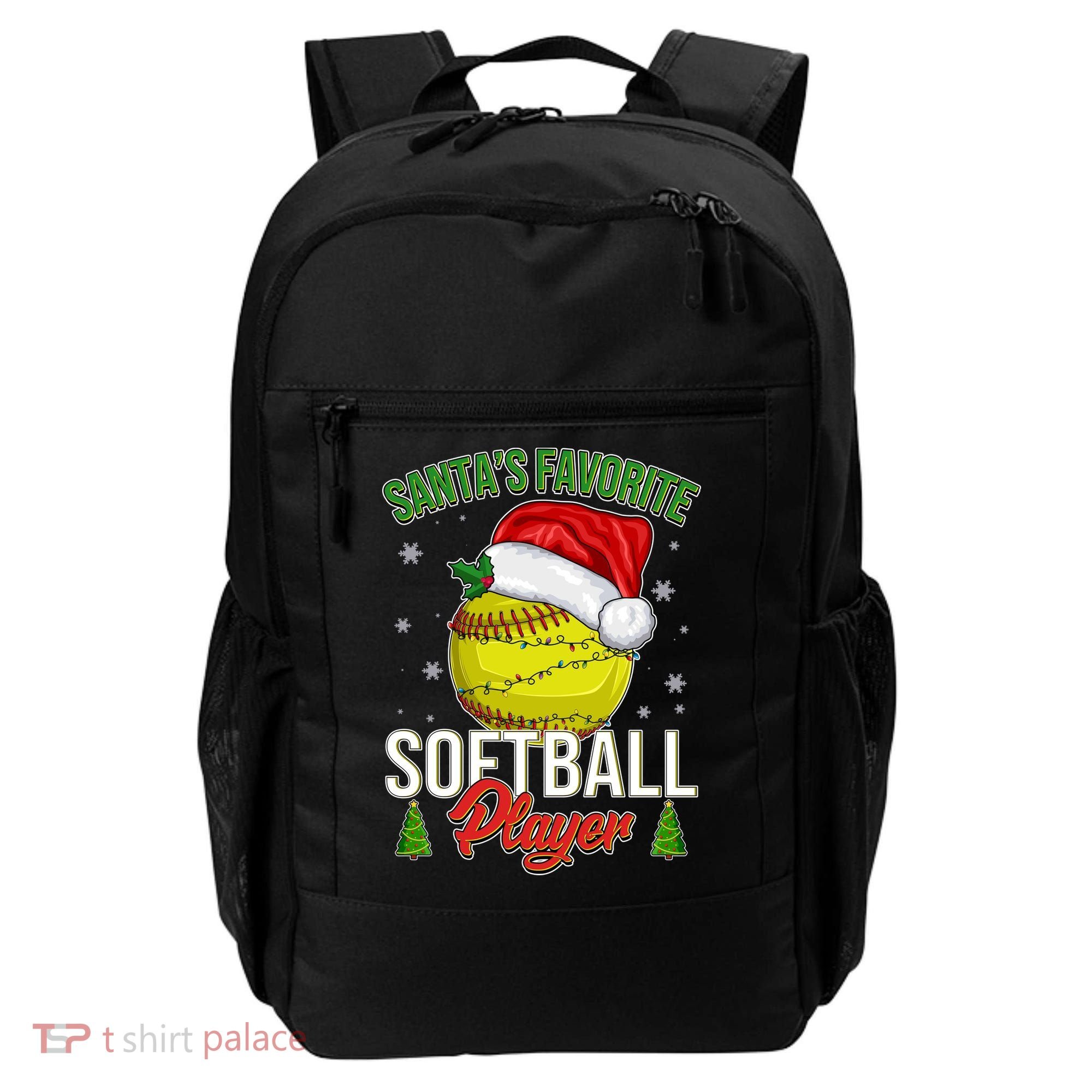 Funny Christmas Santa's Favorite Softball Player Backpack