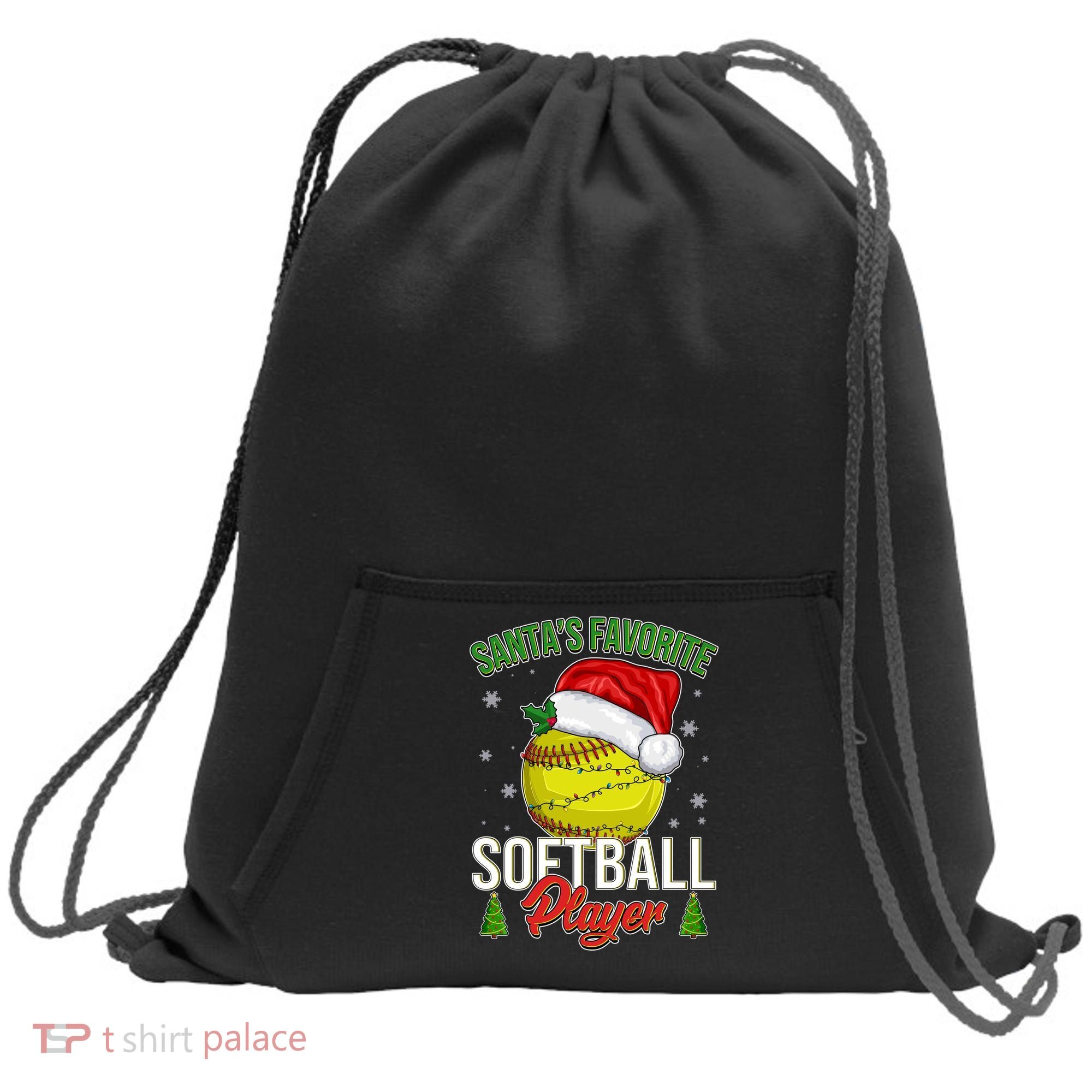 Funny Christmas Santa's Favorite Softball Player Sweatshirt Cinch Pack Bag