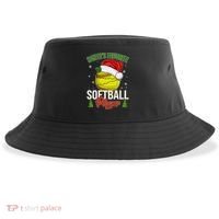Funny Christmas Santa's Favorite Softball Player Sustainable Bucket Hat thumb 0