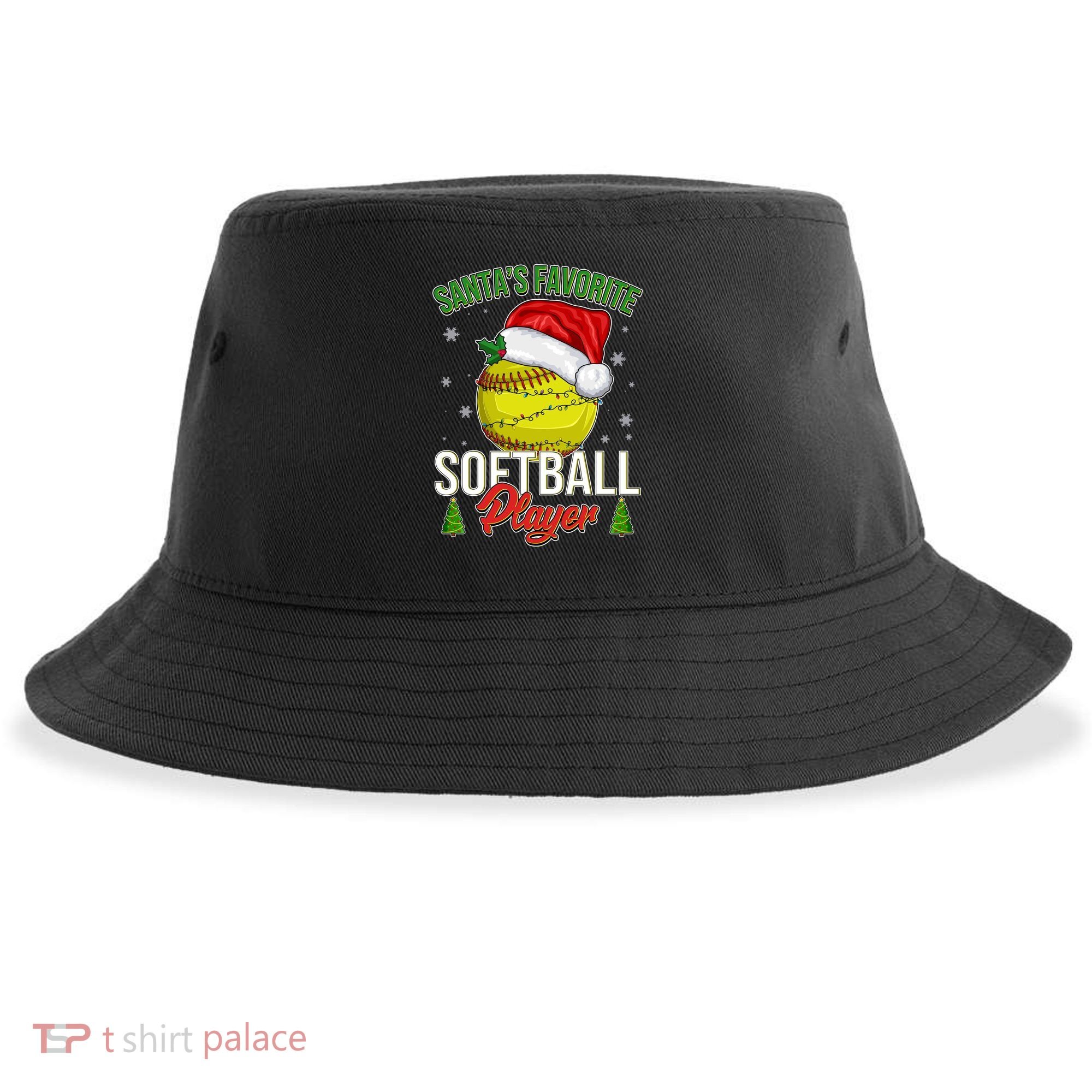 Funny Christmas Santa's Favorite Softball Player Sustainable Bucket Hat