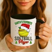 Funny Christmas Santa's Favorite Softball Player Coffee Mug thumb 3