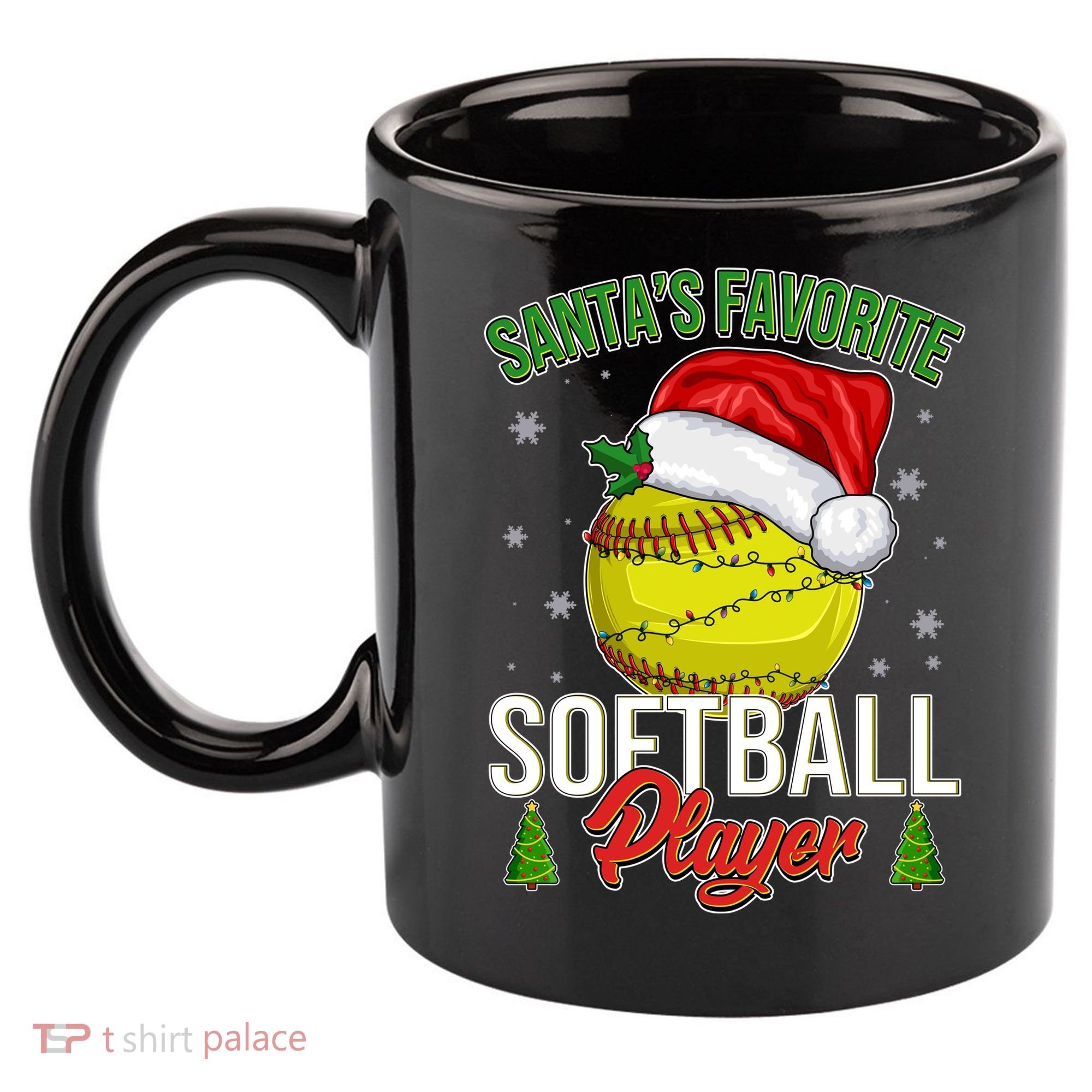 Funny Christmas Santa's Favorite Softball Player 11oz C Handle Ceramic Mug