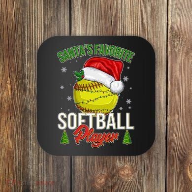 Funny Christmas Santa's Favorite Softball Player Coaster