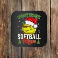 Funny Christmas Santa's Favorite Softball Player Coaster thumb 0