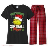 Funny Christmas Santa's Favorite Softball Player Women's Flannel Pajama Set thumb 0