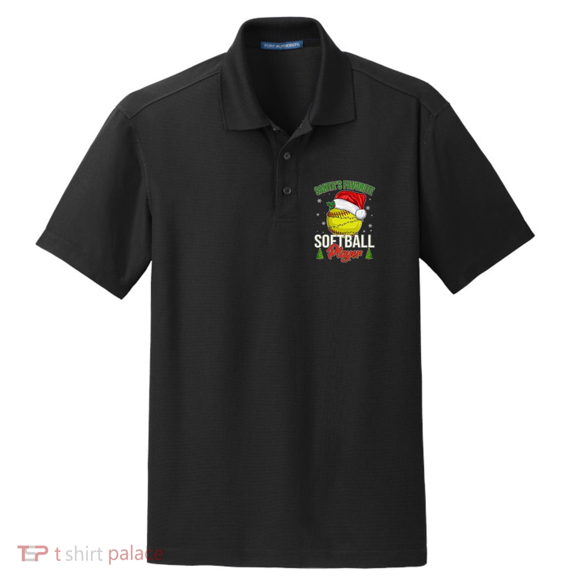 Funny Christmas Santa's Favorite Softball Player Dry Zone Grid Polo