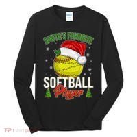 Funny Christmas Santa's Favorite Softball Player Tall Long Sleeve Shirt thumb 0