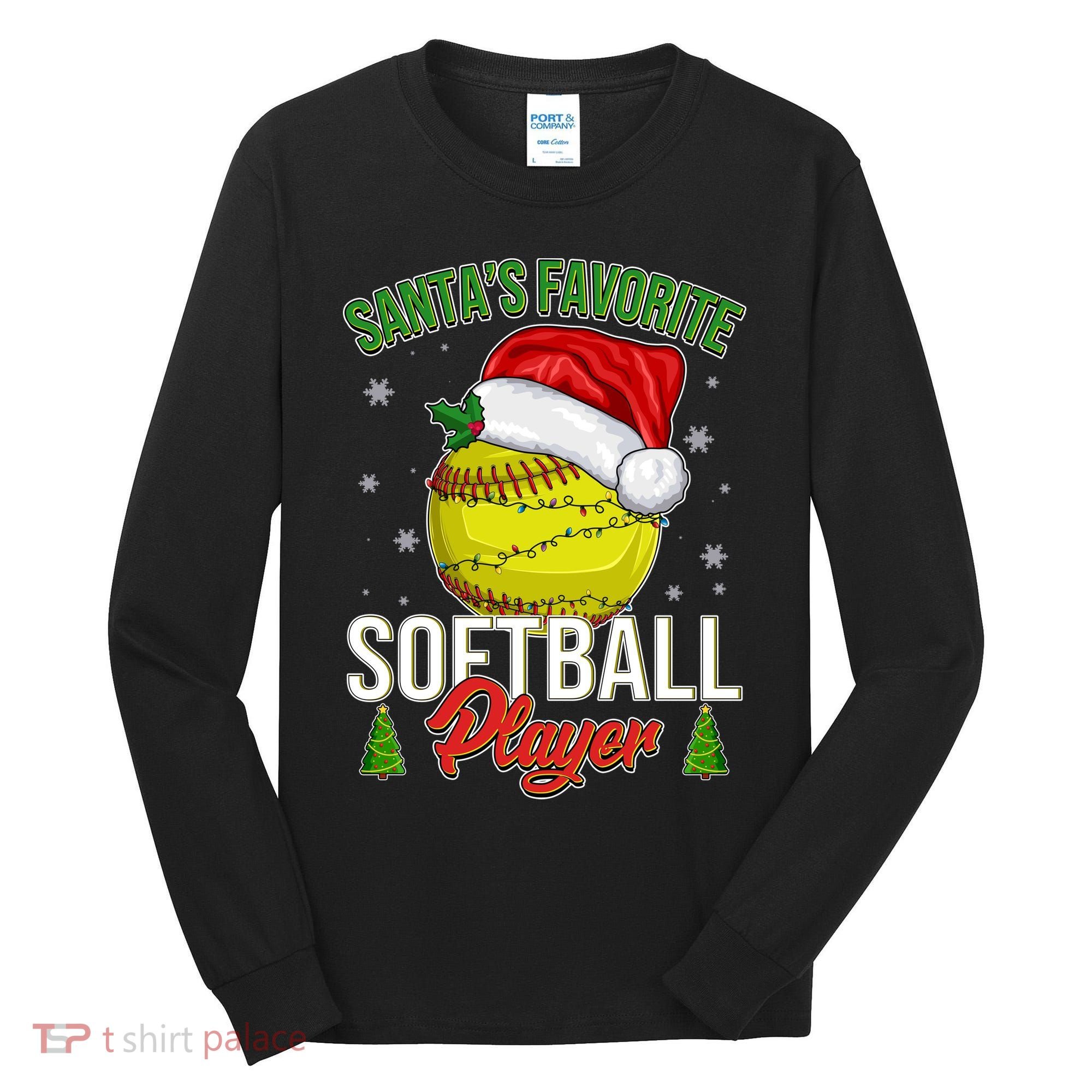Funny Christmas Santa's Favorite Softball Player Tall Long Sleeve Shirt