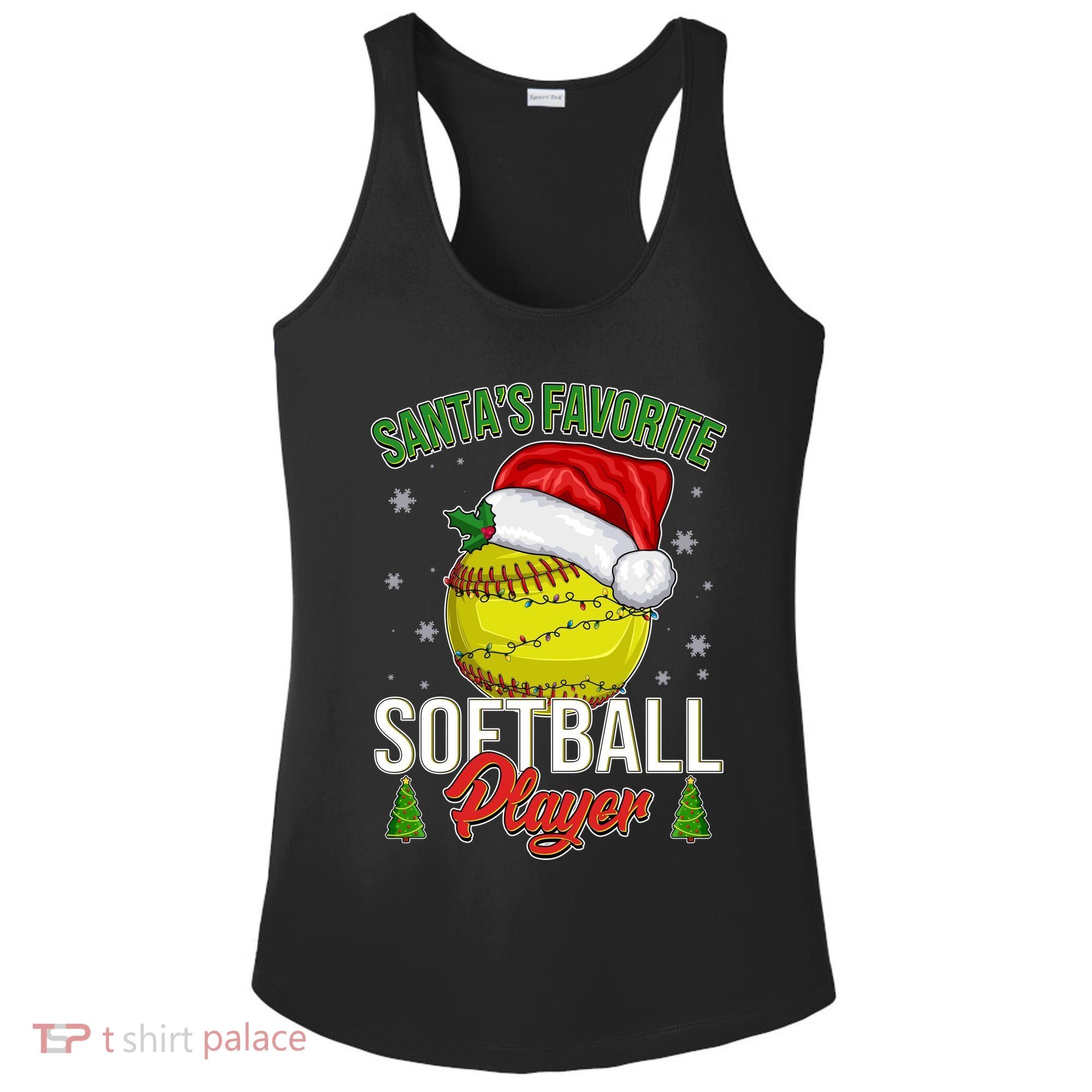 Funny Christmas Santa's Favorite Softball Player Ladies PosiCharge Competitor Racerback Tank