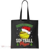 Funny Christmas Santa's Favorite Softball Player Tote Bag thumb 0