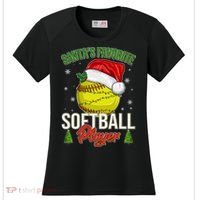Funny Christmas Santa's Favorite Softball Player Women's Cooling Performance Crew T-Shirt thumb 0