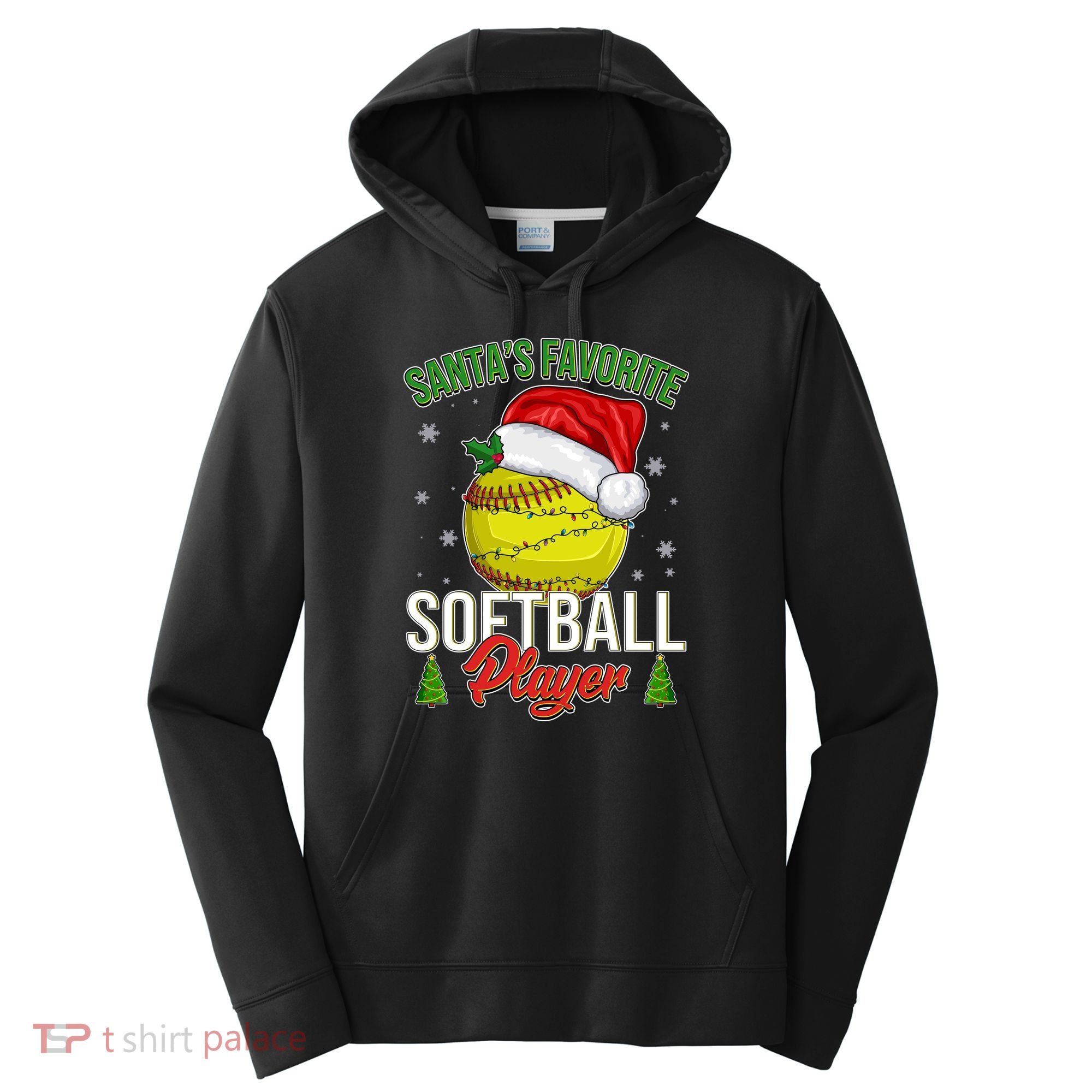 Funny Christmas Santa's Favorite Softball Player Performance Fleece Hoodie