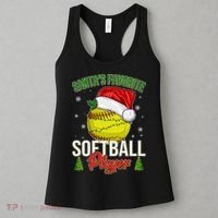 Funny Christmas Santa's Favorite Softball Player Women's Tank Top thumb 3