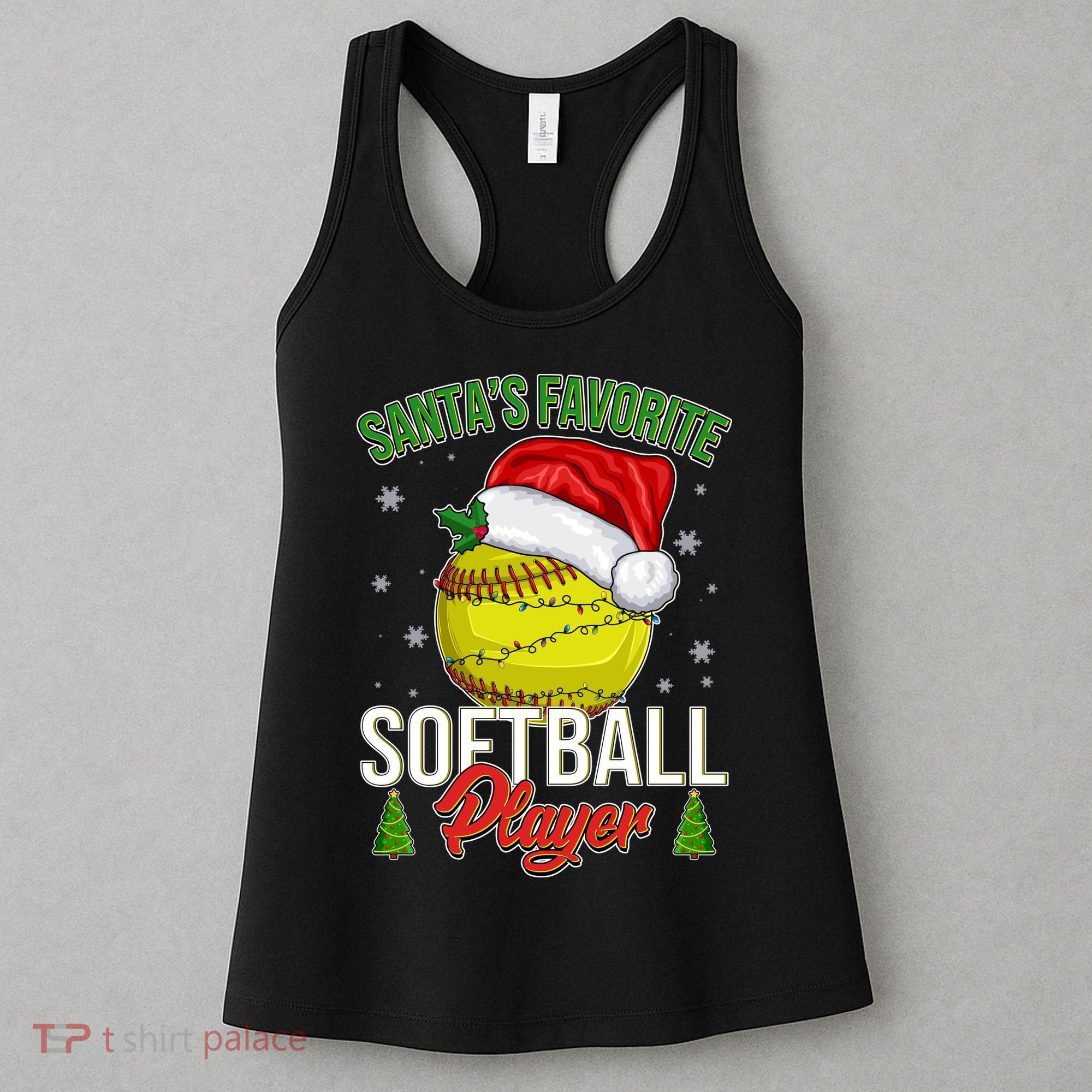 Funny Christmas Santa's Favorite Softball Player Women's Tank Top