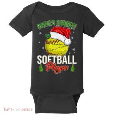 Funny Christmas Santa's Favorite Softball Player Baby Bodysuit
