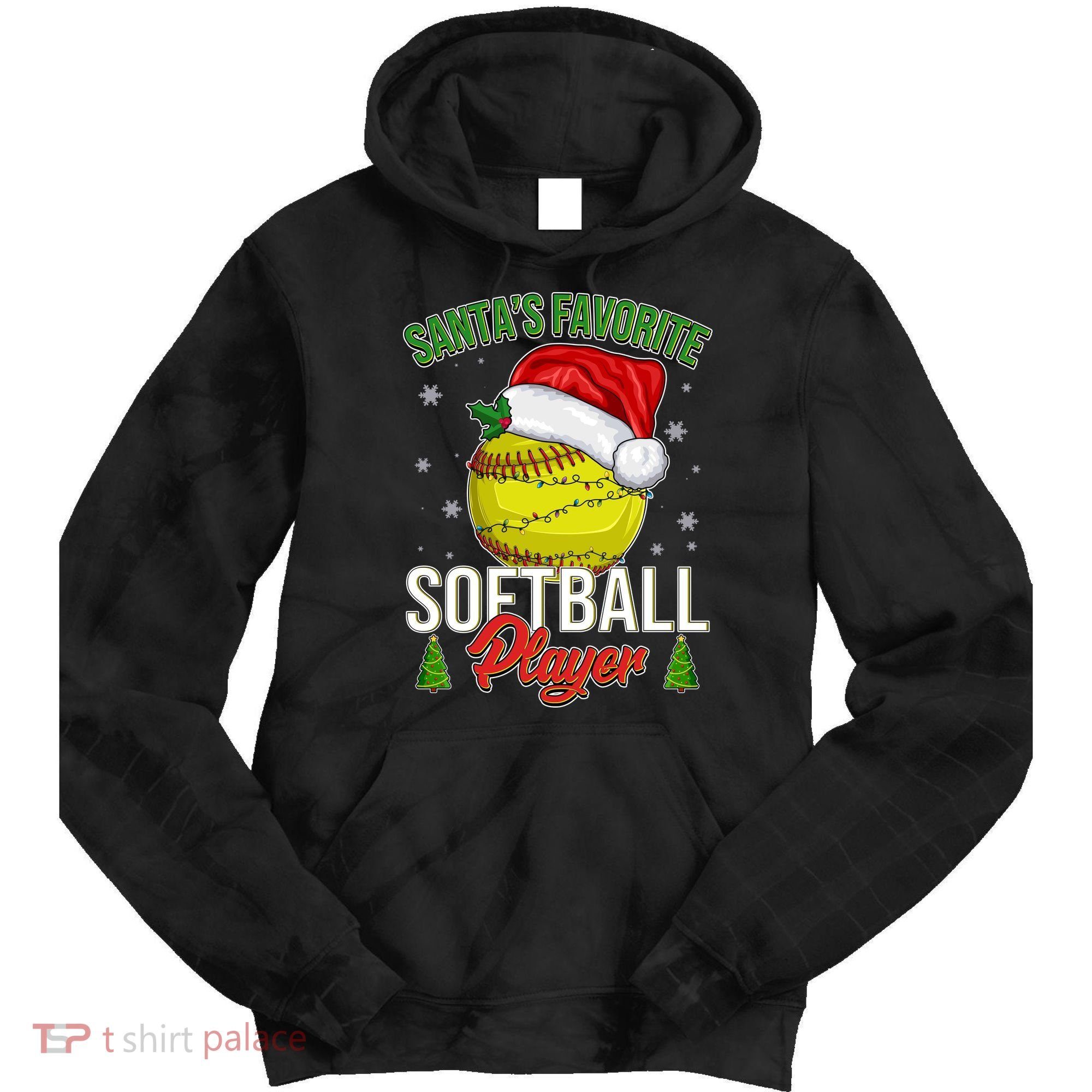 Funny Christmas Santa's Favorite Softball Player Tie Dye Hoodie