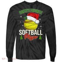 Funny Christmas Santa's Favorite Softball Player Tie-Dye Long Sleeve Shirt thumb 0