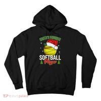 Funny Christmas Santa's Favorite Softball Player Tall Hoodie thumb 0