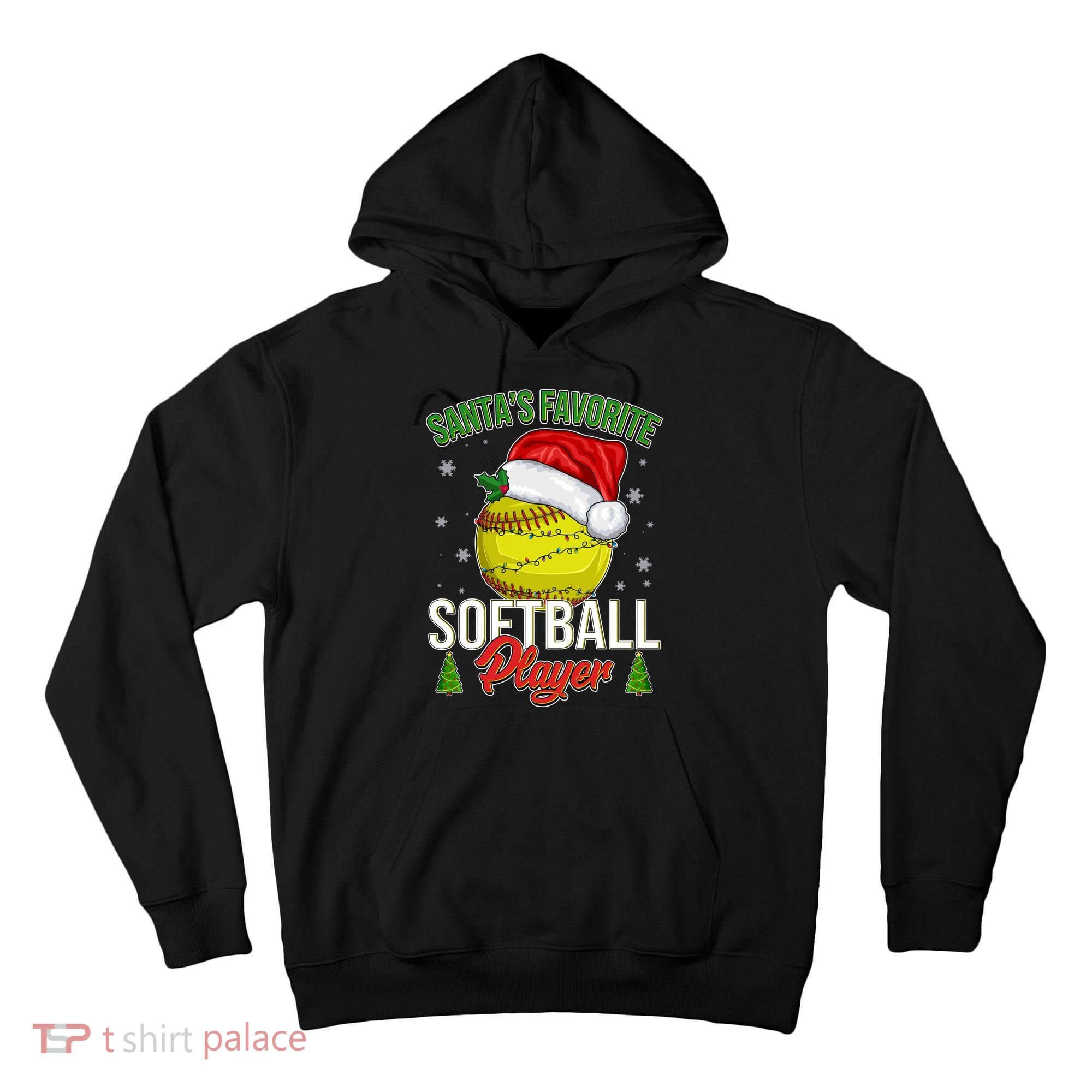 Funny Christmas Santa's Favorite Softball Player Tall Hoodie