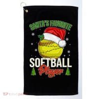 Funny Christmas Santa's Favorite Softball Player Golf Towel thumb 0
