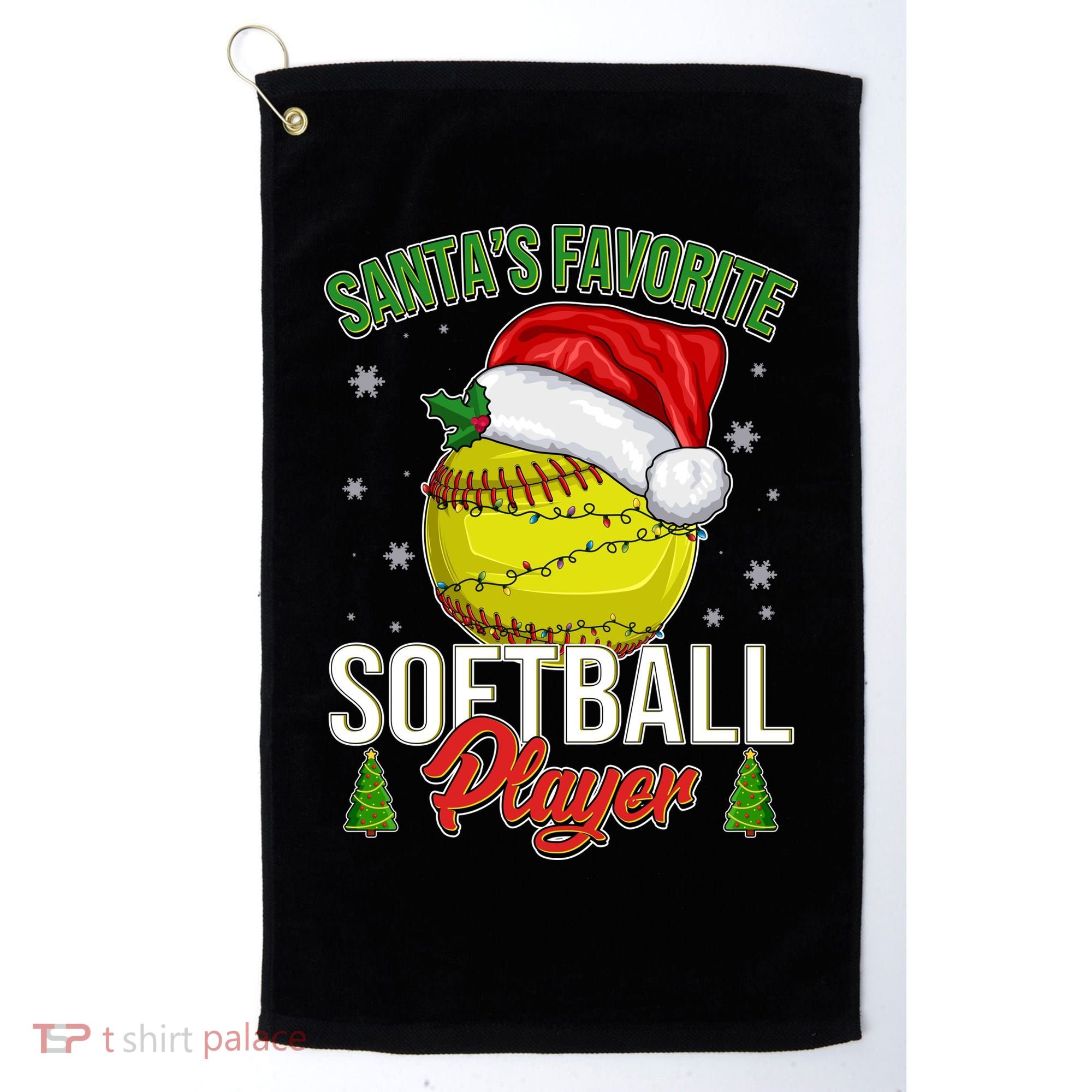 Funny Christmas Santa's Favorite Softball Player Golf Towel