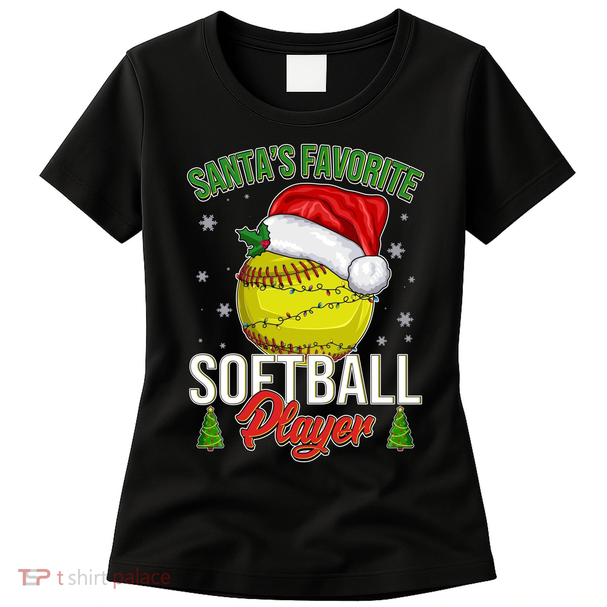 Funny Christmas Santa's Favorite Softball Player Women's T-Shirt