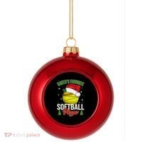 Funny Christmas Santa's Favorite Softball Player Plastic Christmas Ball Ornament thumb 0