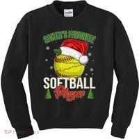 Funny Christmas Santa's Favorite Softball Player Kids Sweatshirt thumb 0