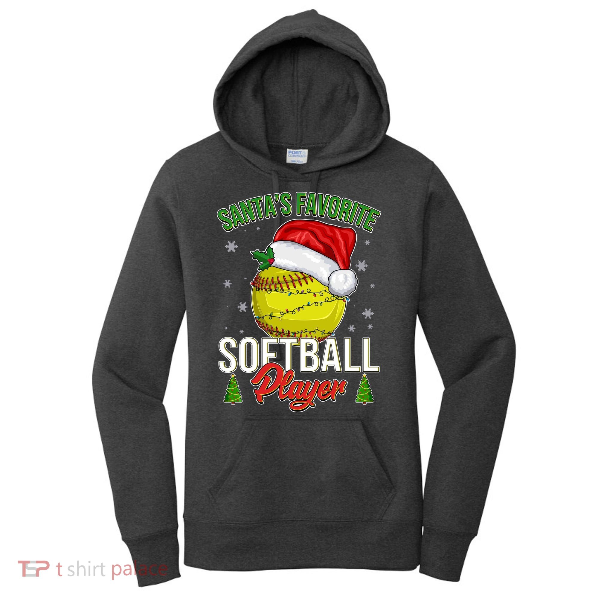 Funny Christmas Santa's Favorite Softball Player Women's Hoodie
