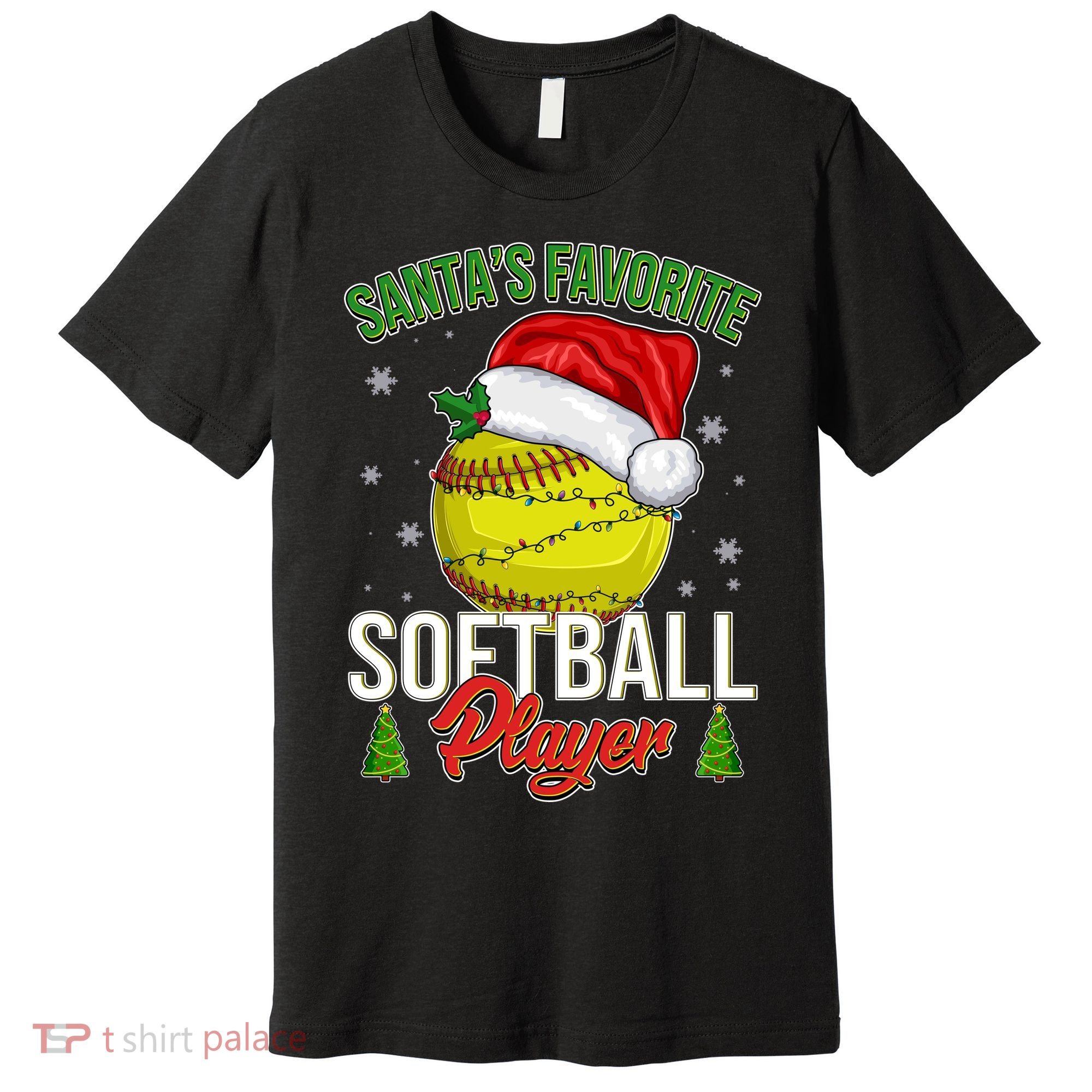 Funny Christmas Santa's Favorite Softball Player Premium T-Shirt