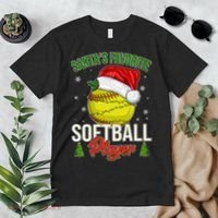 Funny Christmas Santa's Favorite Softball Player Premium T-Shirt thumb 2
