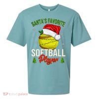 Funny Christmas Santa's Favorite Softball Player Sueded Cloud Jersey T-Shirt thumb 0