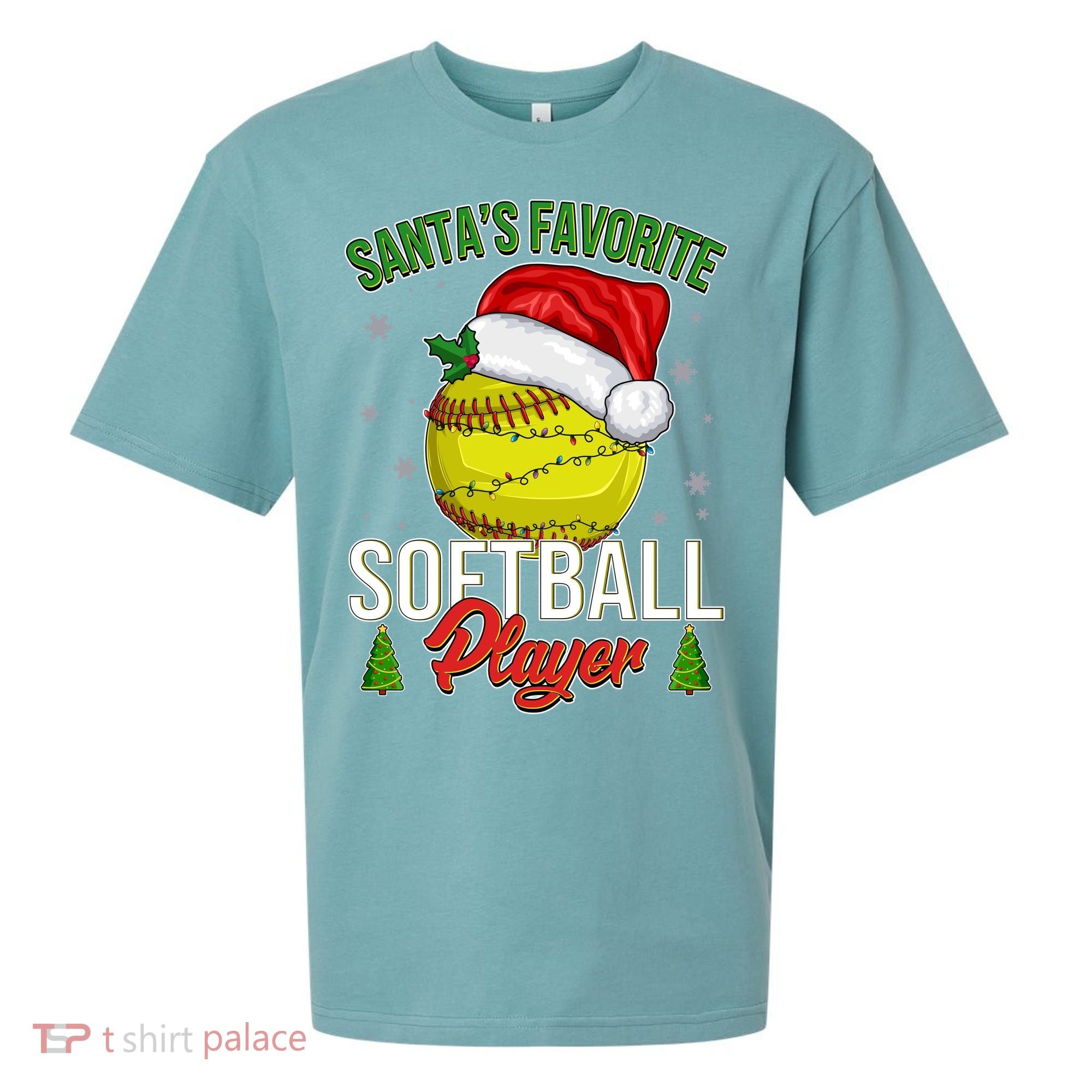 Funny Christmas Santa's Favorite Softball Player Sueded Cloud Jersey T-Shirt