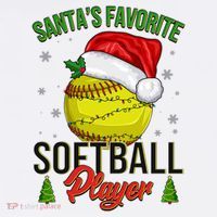 Funny Christmas Santa's Favorite Softball Player Comfort Colors Garment-Dyed Hooded Sweatshirt thumb 2