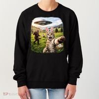 Funny Cat Selfie Easter Bunny Bigfoot UFO Women's Sweatshirt thumb 0